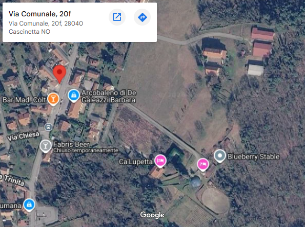 Mappa con indicazione posizione Tenuta Blueberry a Varallo Pombia, Provincia di Novara